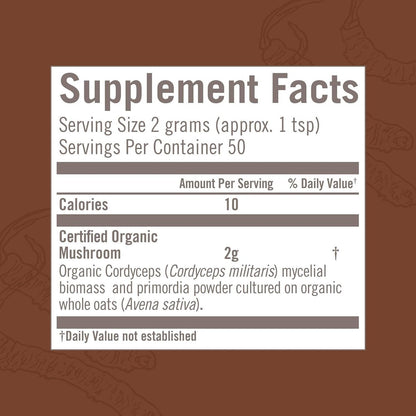 OM MUSHROOM SUPERFOOD Cordyceps Bio-Pulver – 3,5 Unzen (50 Portionen) – Unterstützt Energie, Kraft, Ausdauer und sportliche Leistung