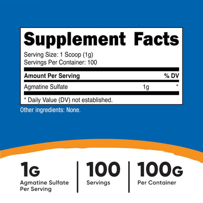 Nutricost Agmatin 100 Gramm – Reines Agmatinpulver 100 Portionen (Agmatinsulfat)