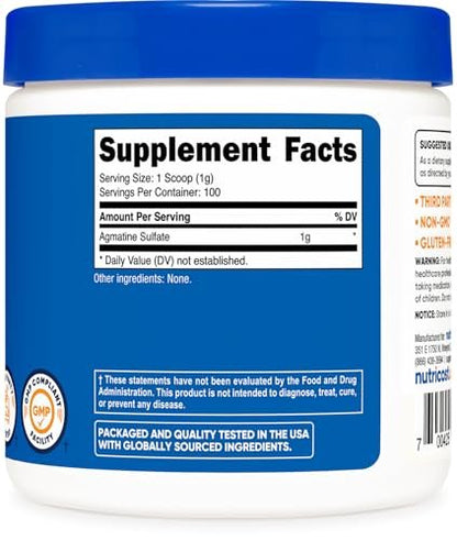 Nutricost Agmatin 100 Gramm – Reines Agmatinpulver 100 Portionen (Agmatinsulfat)