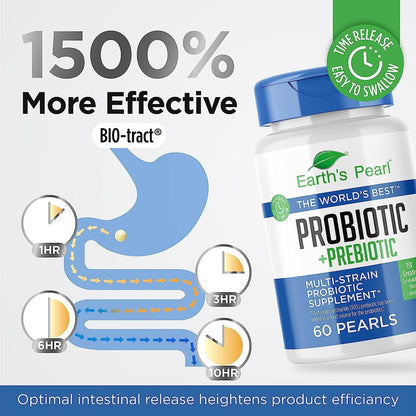 Earth's Pearl Probiotika für Frauen, Männer & Kinder – Perlenförmige Probiotika & Präbiotika mit BIO-Tract®, 4 Milliarden KBE, Unterstützung der Darmgesundheit (60-Tage-Vorrat)
