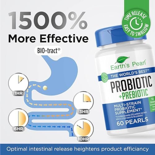 Earth's Pearl Probiotika für Frauen, Männer & Kinder – Perlenförmige Probiotika & Präbiotika mit BIO-Tract®, 4 Milliarden KBE, Unterstützung der Darmgesundheit (60-Tage-Vorrat)
