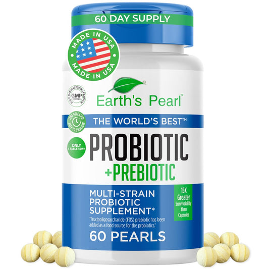 Earth's Pearl Probiotika für Frauen, Männer & Kinder – Perlenförmige Probiotika & Präbiotika mit BIO-Tract®, 4 Milliarden KBE, Unterstützung der Darmgesundheit (60-Tage-Vorrat)