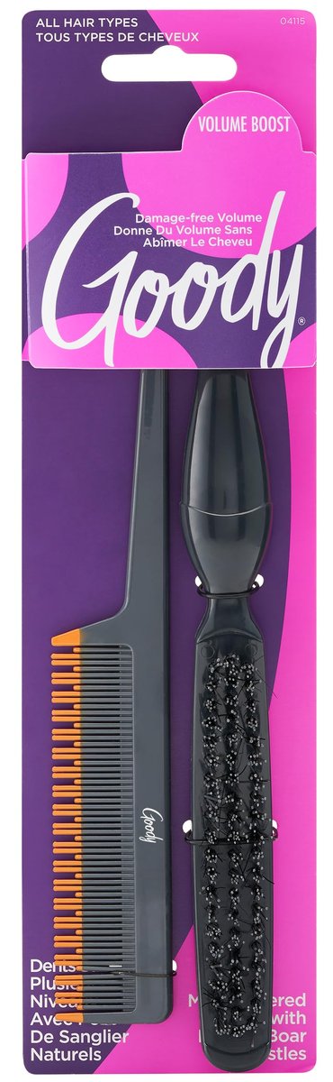 Goody Volume Boost Teasing Bürste und Kamm Set | Wildschweinborsten für schonendes Root Lifting und Texturieren | Für alle Haartypen