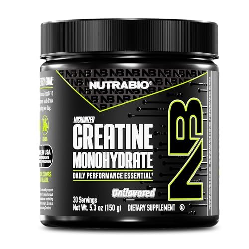 NutraBio Pure Micronized Creatine Monohydrat Pulver – ungesüßt, 150 g – unterstützt Muskelenergie, Erholung und Kraft – HPLC-getestetes Kreatinpulver für Männer und Frauen