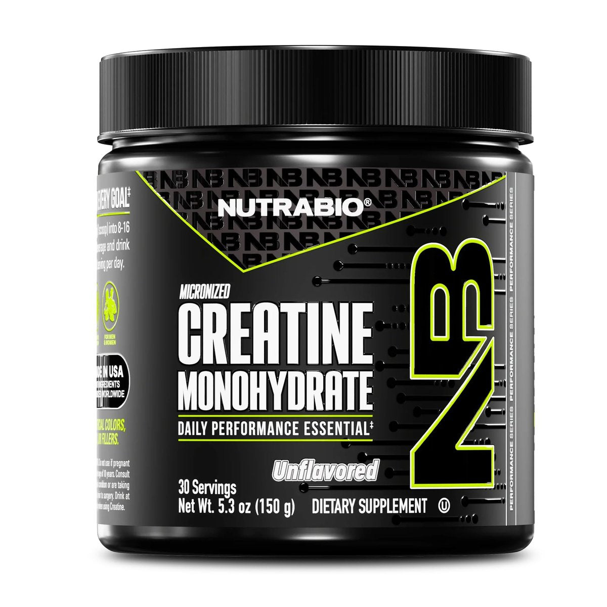 NutraBio Pure Micronized Creatine Monohydrat Pulver – ungesüßt, 150 g – unterstützt Muskelenergie, Erholung und Kraft – HPLC-getestetes Kreatinpulver für Männer und Frauen