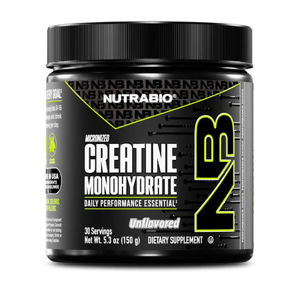 NutraBio Pure Micronized Creatine Monohydrat Pulver – ungesüßt, 150 g – unterstützt Muskelenergie, Erholung und Kraft – HPLC-getestetes Kreatinpulver für Männer und Frauen