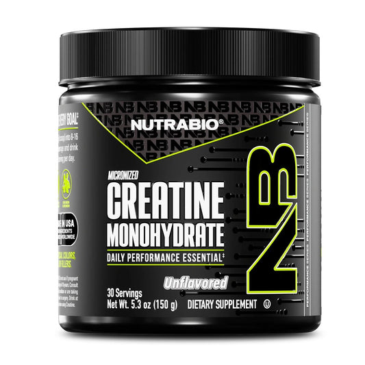 NutraBio Pure Micronized Creatine Monohydrat Pulver – ungesüßt, 150 g – unterstützt Muskelenergie, Erholung und Kraft – HPLC-getestetes Kreatinpulver für Männer und Frauen
