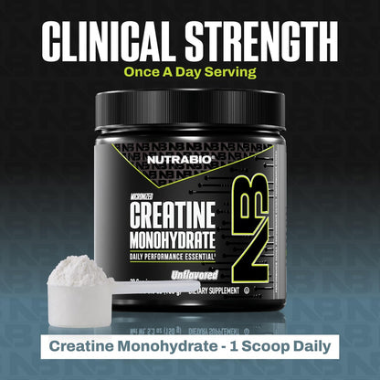 NutraBio Pure Micronized Creatine Monohydrat Pulver – ungesüßt, 150 g – unterstützt Muskelenergie, Erholung und Kraft – HPLC-getestetes Kreatinpulver für Männer und Frauen