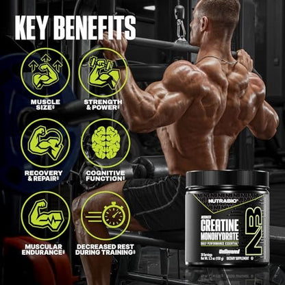 NutraBio Pure Micronized Creatine Monohydrat Pulver – ungesüßt, 150 g – unterstützt Muskelenergie, Erholung und Kraft – HPLC-getestetes Kreatinpulver für Männer und Frauen