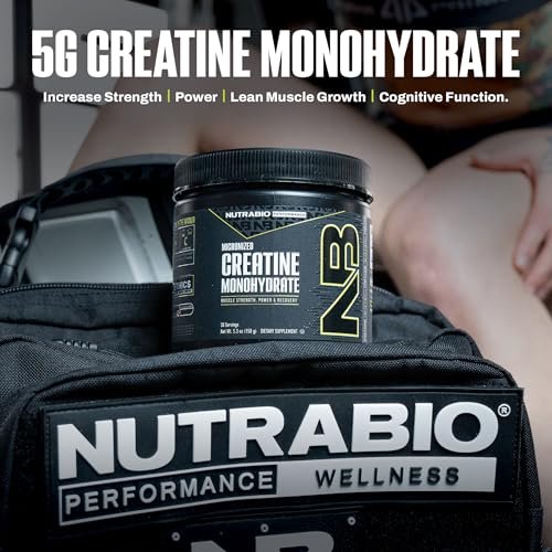 NutraBio Pure Micronized Creatine Monohydrat Pulver – ungesüßt, 150 g – unterstützt Muskelenergie, Erholung und Kraft – HPLC-getestetes Kreatinpulver für Männer und Frauen