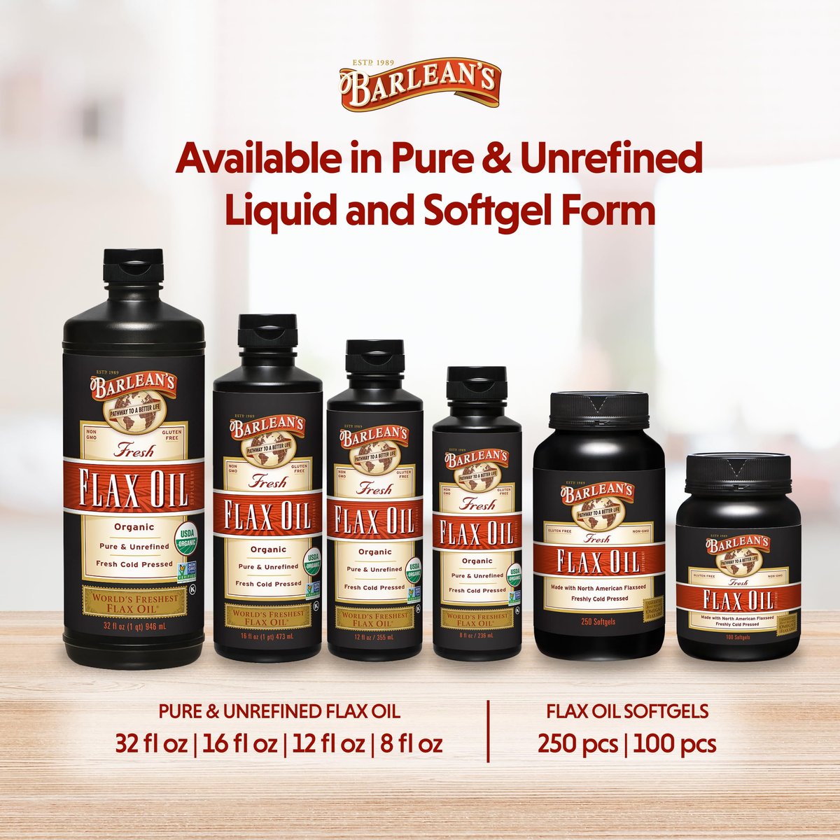 Barlean's Bio Leinsamenöl Flüssig aus frischen kaltgepressten Leinsamen, 7.640 mg ALA Omega-3-Fettsäure-Ergänzung für Haut- und Haarpflege, vegan & glutenfrei, 237 ml