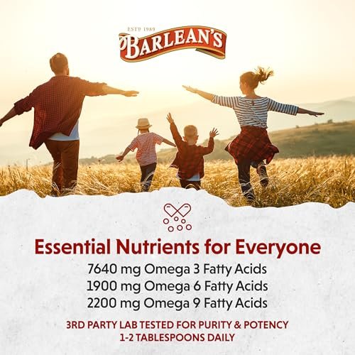 Barlean's Bio Leinsamenöl Flüssig aus frischen kaltgepressten Leinsamen, 7.640 mg ALA Omega-3-Fettsäure-Ergänzung für Haut- und Haarpflege, vegan & glutenfrei, 237 ml