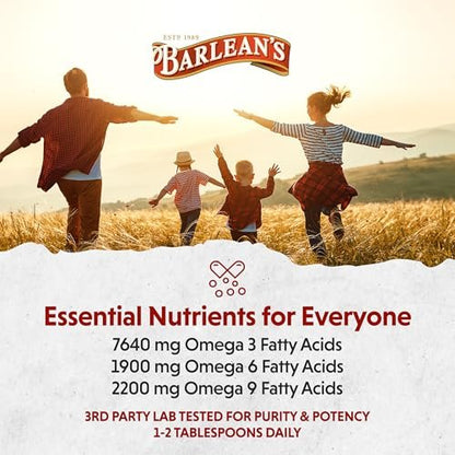 Barlean's Bio Leinsamenöl Flüssig aus frischen kaltgepressten Leinsamen, 7.640 mg ALA Omega-3-Fettsäure-Ergänzung für Haut- und Haarpflege, vegan & glutenfrei, 237 ml
