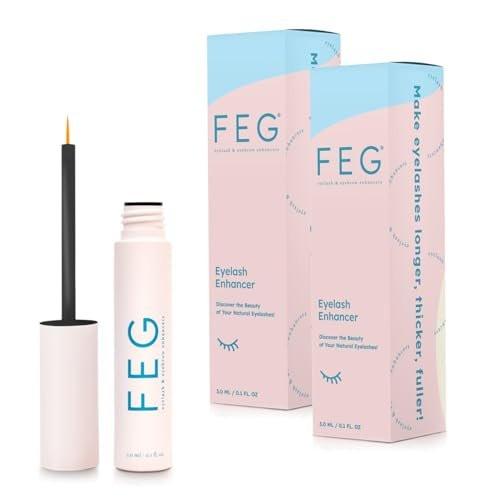 FEG Wimpernverstärker – Schnell wirkendes Wimpernwachstumsserum mit natürlichen Inhaltsstoffen | Wimpernserum für dichte, volle und lange Wimpern | Fördert natürliches Wachstum | 2er-Pack 3 ml
