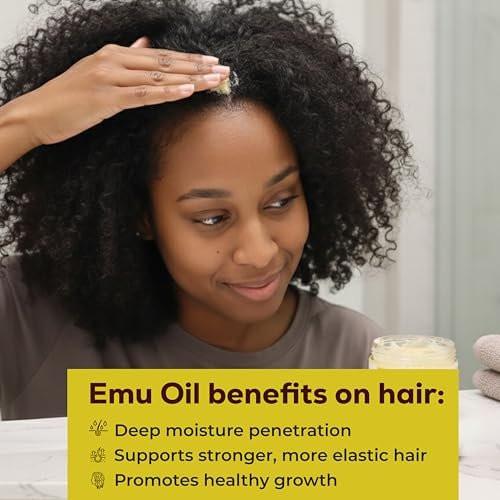 Fro Butter Emu-Öl Haarfeuchtigkeitscreme für schwarze Frauen & Männer | 4C Haarprodukte | Natürliches Haarwachstum | Bio-Inhaltsstoffe | Für gesünderes, stärkeres, dickeres Haar – Locken, Kräuselungen, Kanten & Locs | 227g Glas