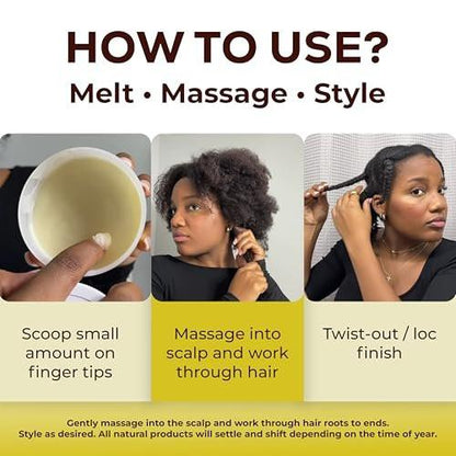 Fro Butter Emu-Öl Haarfeuchtigkeitscreme für schwarze Frauen & Männer | 4C Haarprodukte | Natürliches Haarwachstum | Bio-Inhaltsstoffe | Für gesünderes, stärkeres, dickeres Haar – Locken, Kräuselungen, Kanten & Locs | 227g Glas