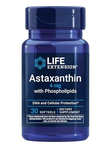Life Extension Astaxanthin mit Phospholipiden – Antioxidans Unterstützung, Augengesundheit – Algenbasiert – Glutenfrei, Nicht-GVO – 30 Weichkapseln