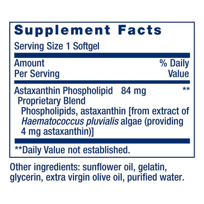 Life Extension Astaxanthin mit Phospholipiden – Antioxidans Unterstützung, Augengesundheit – Algenbasiert – Glutenfrei, Nicht-GVO – 30 Weichkapseln