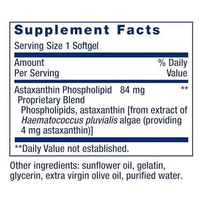 Life Extension Astaxanthin mit Phospholipiden – Antioxidans Unterstützung, Augengesundheit – Algenbasiert – Glutenfrei, Nicht-GVO – 30 Weichkapseln
