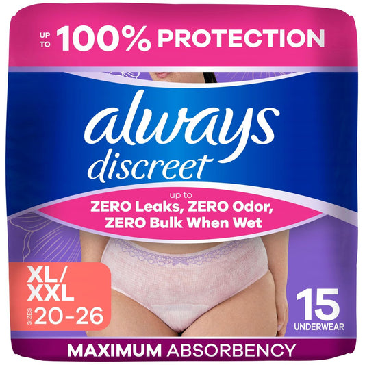 Always Discreet Inkontinenzunterwäsche für Damen, Extra Large/XL, 15 Stück – Maximaler Schutz bei Blasenschwäche