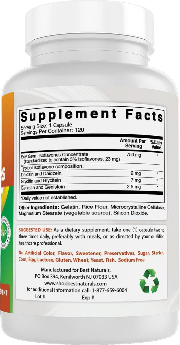 Best Naturals Soja-Isoflavone für Frauen 750 mg Kapseln, 120 Stück