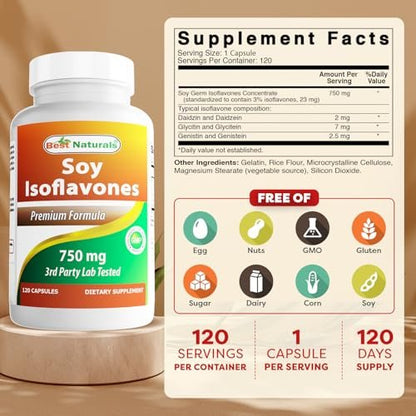 Best Naturals Soja-Isoflavone für Frauen 750 mg Kapseln, 120 Stück