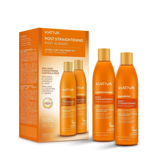 Kativa Post-Straightening Hair Care Kit – Salzfreies Shampoo & Conditioner mit vegetabilem Keratin & Hyaluronsäure – Verlängert die Glättung bis zu 18 Wochen* – 2 x 250 ml
