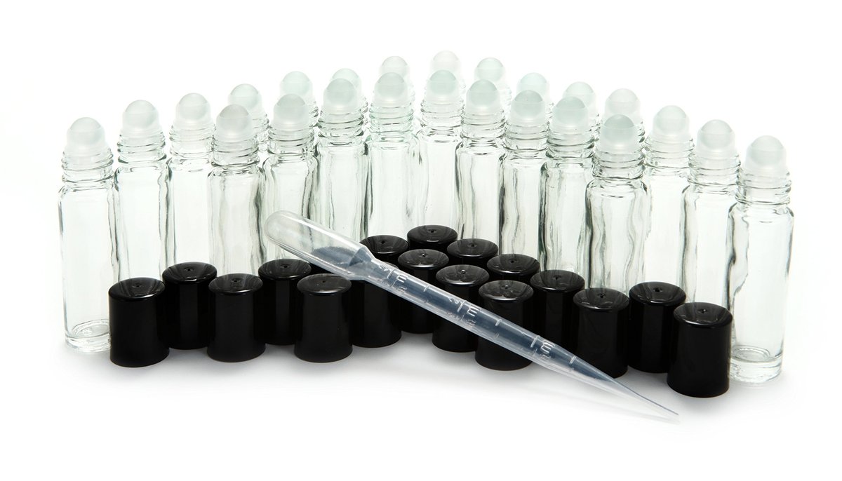 Vivaplex 24er-Pack Klarglas-Rollerflaschen 10 ml mit 3 ml Pipette
