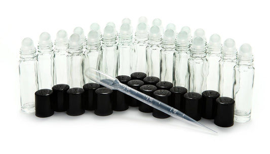 Vivaplex 24er-Pack Klarglas-Rollerflaschen 10 ml mit 3 ml Pipette