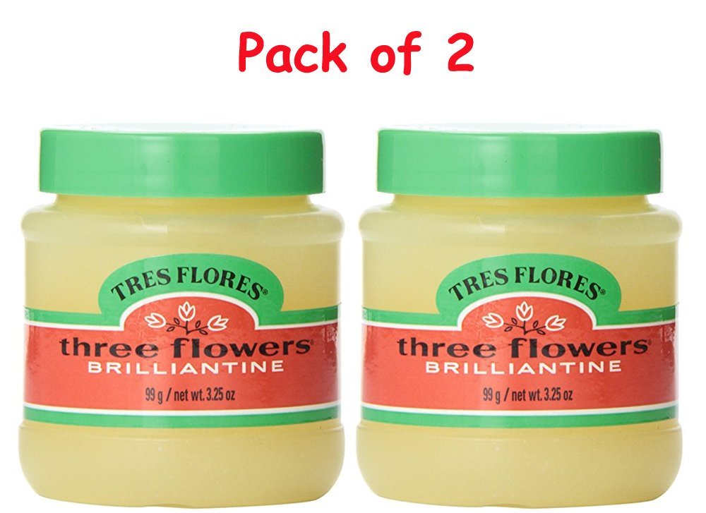 Three Flowers Brilliantine Solid 3,25 Unzen (96 ml) (2er-Pack) – Festes Haarpomade für glänzendes Styling