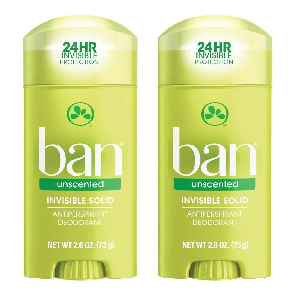 Ban Anti-Transpirant Deodorant Invisible Solid Unscented 2,60 oz (2er-Pack)