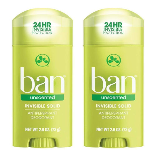 Ban Anti-Transpirant Deodorant Invisible Solid Unscented 2,60 oz (2er-Pack)