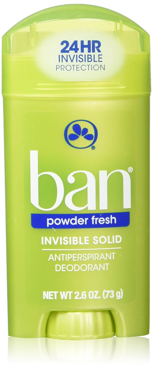 Ban Deodorant Unscented 2.6 Unzen Invisible Solid Powder Fresh (76ml) - 2er Pack