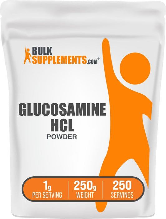 BulkSupplements.com Glucosamin HCl Pulver – Glucosamin Ergänzung, Gelenkunterstützung – Glutenfrei, 1 g pro Portion, 250 g (8,8 oz) (1er-Pack)