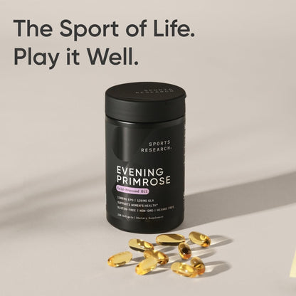 Sports Research Nachtkerzenöl Kapseln 1300mg – Kaltgepresst, 120 Softgels für Frauen- & Hautgesundheit, Glutenfrei & Nicht-GVO GLA