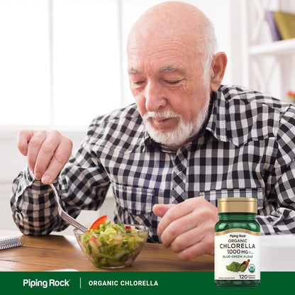 Piping Rock Chlorella 1000 mg – 120 Tabletten – Organische Blaualgen mit gebrochener Zellwand – Non-GMO, Glutenfrei