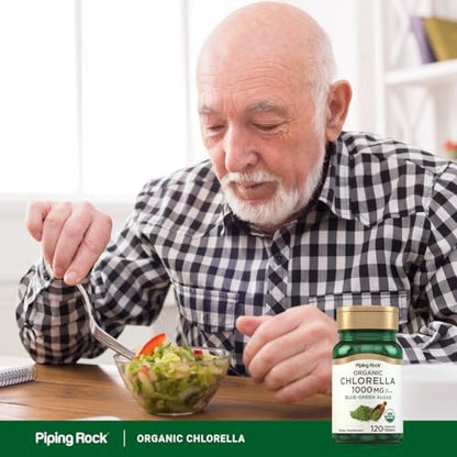 Piping Rock Chlorella 1000 mg – 120 Tabletten – Organische Blaualgen mit gebrochener Zellwand – Non-GMO, Glutenfrei