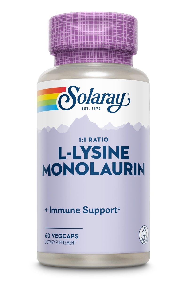 SOLARAY L-Lysin Monolaurin Immununterstützung, 1:1 Verhältnis, 500 mg pro Kapsel, 60 vegane Kapseln