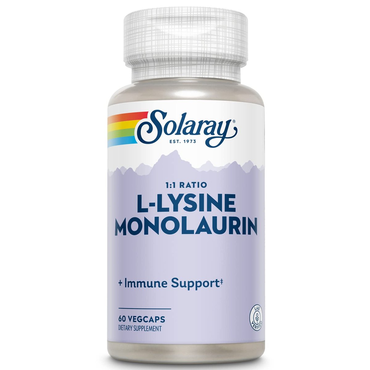 SOLARAY L-Lysin Monolaurin Immununterstützung, 1:1 Verhältnis, 500 mg pro Kapsel, 60 vegane Kapseln