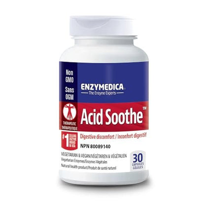 Enzymedica Acid Soothe – 3-in-1 Formel mit Enzymen & Kräutern gegen gelegentliches Sodbrennen, 30 Kapseln
