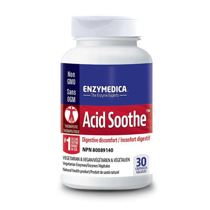 Enzymedica Acid Soothe – 3-in-1 Formel mit Enzymen & Kräutern gegen gelegentliches Sodbrennen, 30 Kapseln