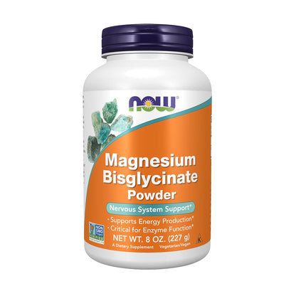 NOW Foods Magnesium Bisglycinat Pulver – 227 g (8 Unzen) zur Unterstützung der Enzymfunktion und des Nervensystems