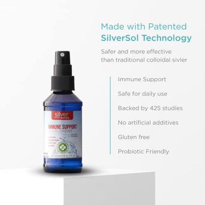Silver Biotics Patente Multivalente SilverSol Technologie | Ag₄O₄ 10 PPM Immununterstützung | Bio-Hacking Immunsystem natürliche Unterstützung | 4 oz. Sprühflasche