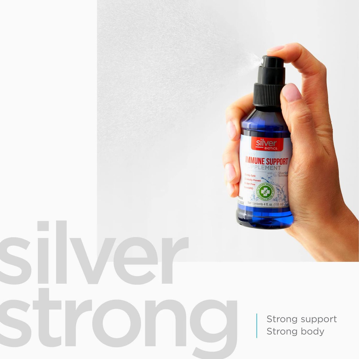 Silver Biotics Patente Multivalente SilverSol Technologie | Ag₄O₄ 10 PPM Immununterstützung | Bio-Hacking Immunsystem natürliche Unterstützung | 4 oz. Sprühflasche