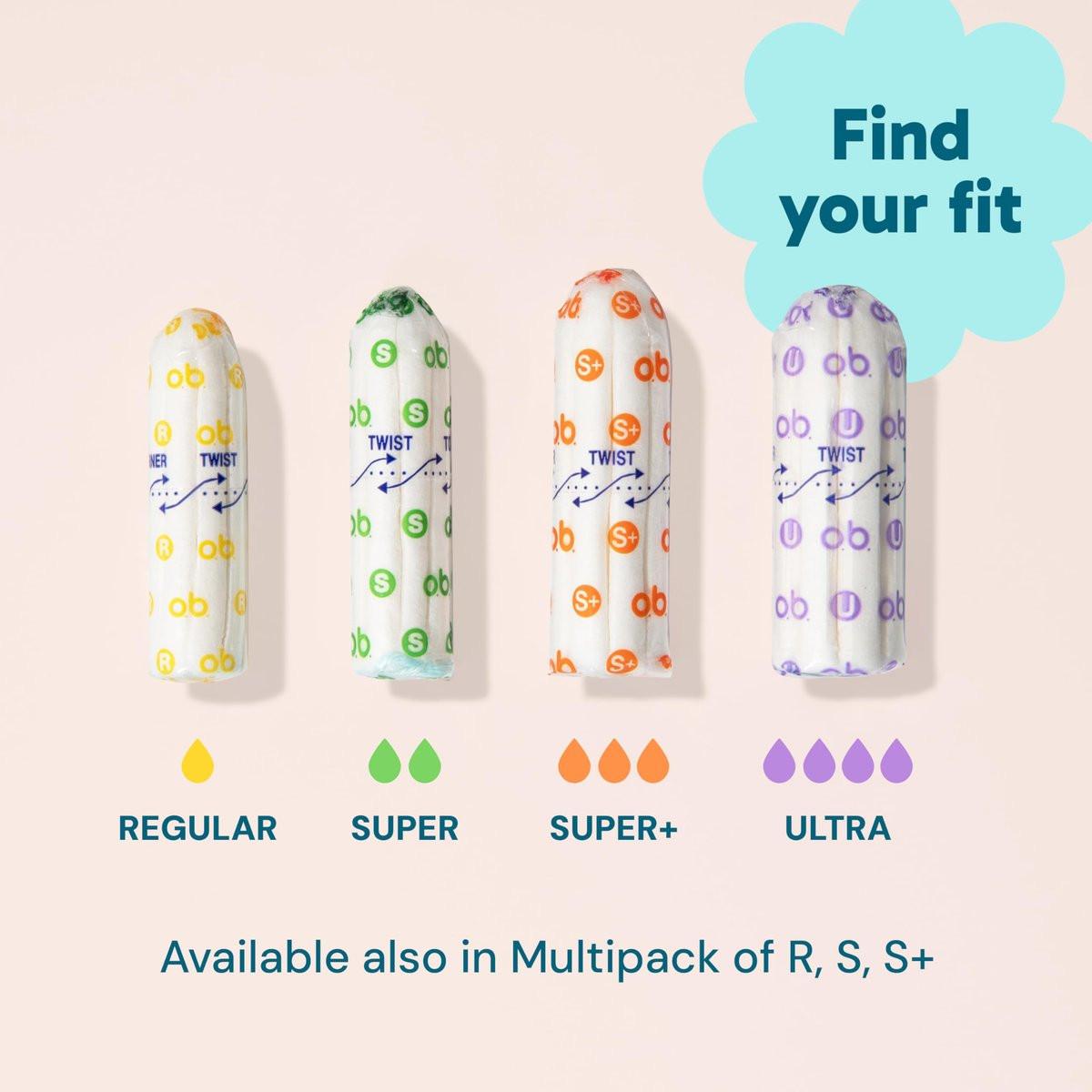 o.b. Tampons ohne Applikator, Duftfrei - 40 Stück (18 Normal/12 Super/10 Super Plus) | Applikatorfreie Tampons Multipack, Damenhygiene, ob Tampon Multipack, Periodenprodukte