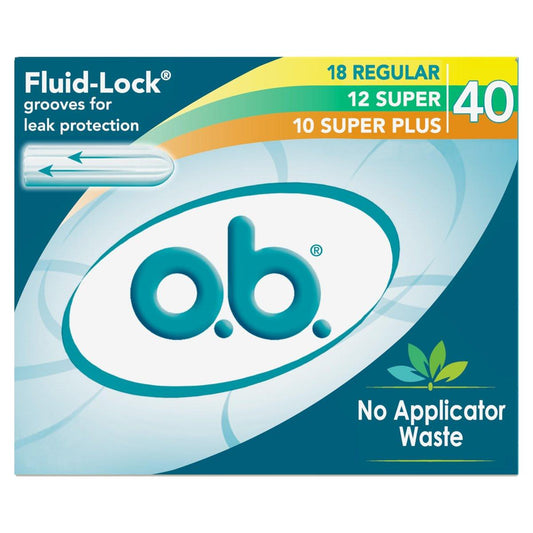 o.b. Tampons ohne Applikator, Duftfrei - 40 Stück (18 Normal/12 Super/10 Super Plus) | Applikatorfreie Tampons Multipack, Damenhygiene, ob Tampon Multipack, Periodenprodukte