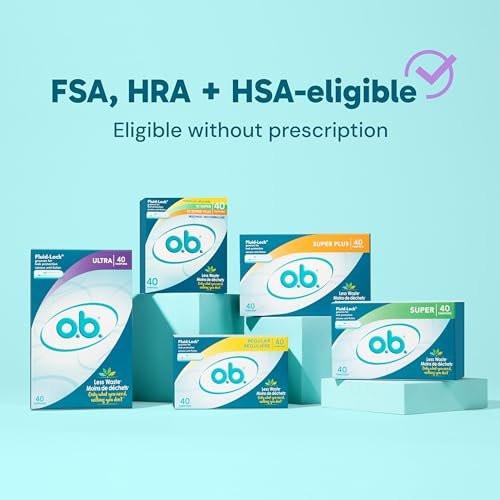 o.b. Tampons ohne Applikator, Duftfrei - 40 Stück (18 Normal/12 Super/10 Super Plus) | Applikatorfreie Tampons Multipack, Damenhygiene, ob Tampon Multipack, Periodenprodukte