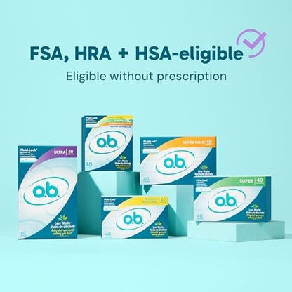 o.b. Tampons ohne Applikator, Duftfrei - 40 Stück (18 Normal/12 Super/10 Super Plus) | Applikatorfreie Tampons Multipack, Damenhygiene, ob Tampon Multipack, Periodenprodukte