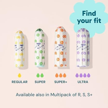 o.b. Tampons ohne Applikator, Duftfrei - 40 Stück (18 Normal/12 Super/10 Super Plus) | Applikatorfreie Tampons Multipack, Damenhygiene, ob Tampon Multipack, Periodenprodukte