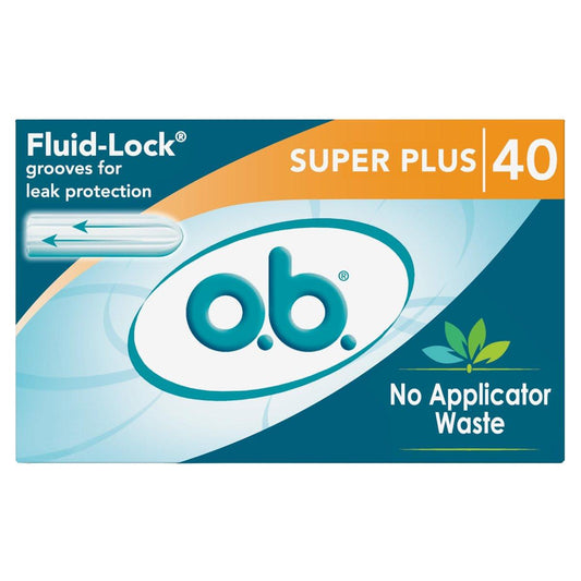 o.b. Tampons ohne Applikator, Super Plus, 40 Stück – Duftfrei, Damenhygiene, Periodenprodukte